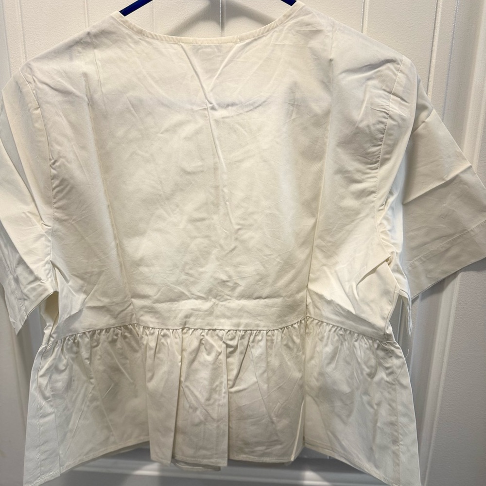 RW&CO White Peplum Blouse | Elbow Sleeve | Front Tie | NWT | Size L - Picture 4 of 5
